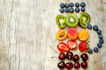 fruits and berries in the form of jar