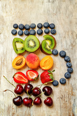 fruits and berries in the form of jar