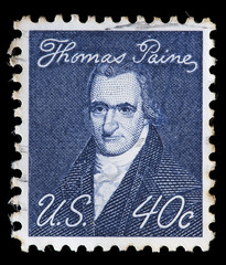 United States used postage stamp showing revolutionist Thomas Paine
