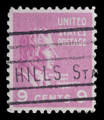 United States used postage stamp showing President Wiliam Henry Harrison
