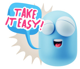 3d Illustration Laughing Character Emoji Expression saying Take