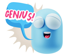 3d Illustration Laughing Character Emoji Expression saying Geniu