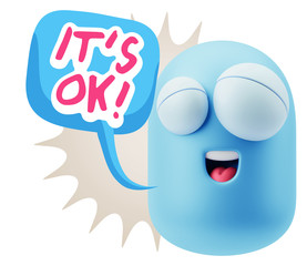 3d Illustration Laughing Character Emoji Expression saying It's