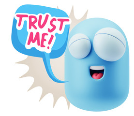 3d Illustration Laughing Character Emoji Expression saying Trust