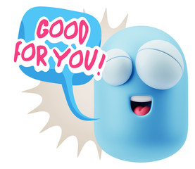 3d Rendering Smile Character Emoticon Expression saying Good For