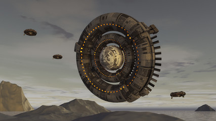 3d render. Futuristic spaceship UFO © Miguel Aguirre