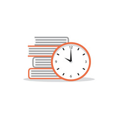 Clock and books icon