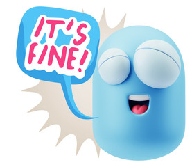 3d Illustration Laughing Character Emoji Expression saying It's