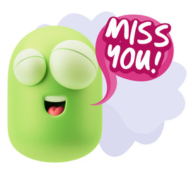 3d Illustration Laughing Character Emoji Expression saying Miss