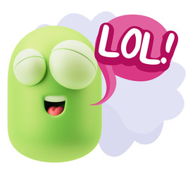 3d Illustration Laughing Character Emoji Expression saying Lol w