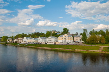 Embankment of Tvertsa in an old provincial town of Torzhok