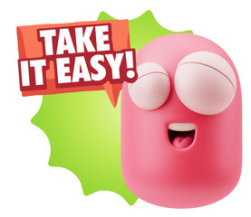 3d Illustration Laughing Character Emoji Expression saying Take