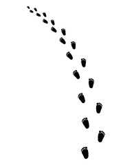 Footsteps of baby on a white background, turn left