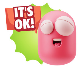 3d Illustration Laughing Character Emoji Expression saying It's