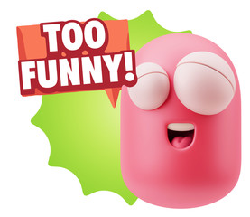 3d Rendering Smile Character Emoticon Expression saying Very Fun