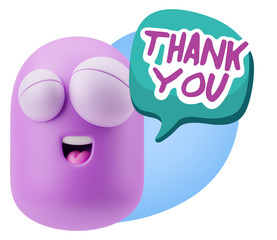3d Illustration Laughing Character Emoji Expression saying Thank