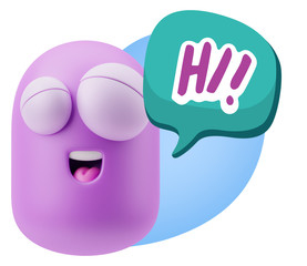 3d Illustration Laughing Character Emoji Expression saying Hi wi