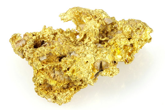 gold nugget found in the Golden Triangle of central Victoria/ Australia isolated on white background