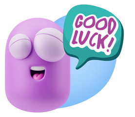 3d Illustration Laughing Character Emoji Expression saying Good