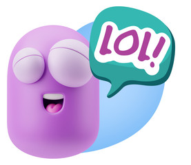 Obraz premium 3d Illustration Laughing Character Emoji Expression saying Lol w