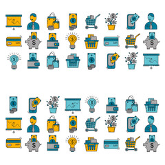 Vector set of business and finance Bank Internet shopping Payments