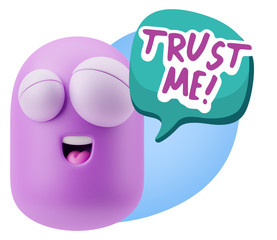 3d Illustration Laughing Character Emoji Expression saying Trust