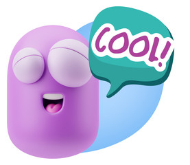 3d Illustration Laughing Character Emoji Expression saying Cool