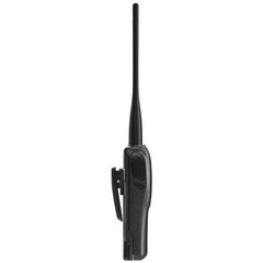 Portable mobile radio with antenna, side view. 3D graphic