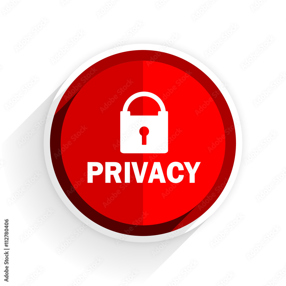 Poster privacy icon, red circle flat design internet button, web and mobile app illustration
