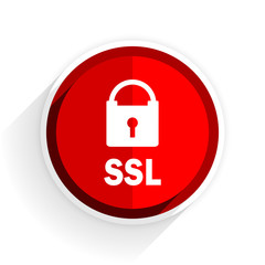 ssl icon, red circle flat design internet button, web and mobile app illustration