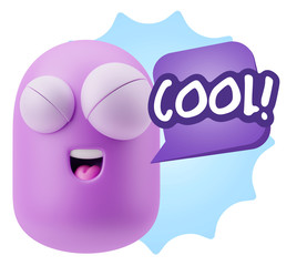3d Illustration Laughing Character Emoji Expression saying Cool