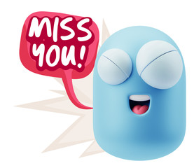 3d Illustration Laughing Character Emoji Expression saying Miss