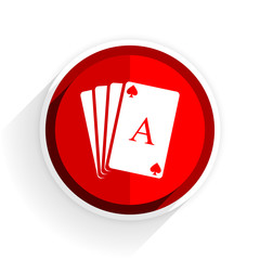 card icon, red circle flat design internet button, web and mobile app illustration