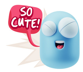3d Illustration Laughing Character Emoji Expression saying So Cu
