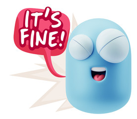 3d Illustration Laughing Character Emoji Expression saying It's