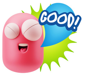 3d Illustration Laughing Character Emoji Expression saying Good