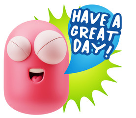 3d Rendering Smile Character Emoticon Expression saying Have A G