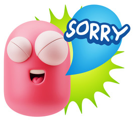 3d Illustration Laughing Character Emoji Expression saying Sorry