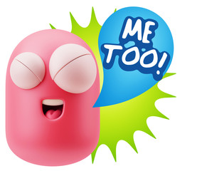 3d Illustration Laughing Character Emoji Expression saying Me To