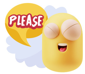 3d Illustration Laughing Character Emoji Expression saying Pleas