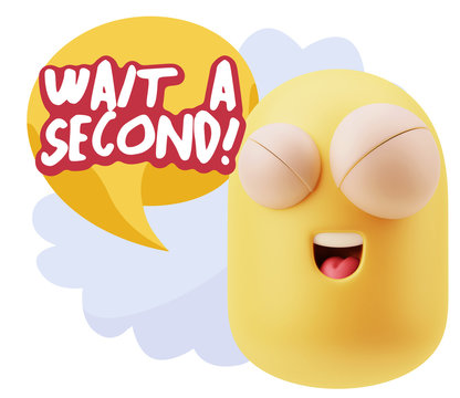 3d Illustration Laughing Character Emoji Expression saying Wait