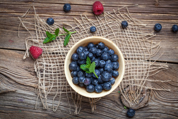Bluebrries in a waffle bowls.