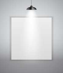 Abstract Gallery Background with Lighting Lamp and Frame. Empty 