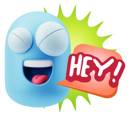 Obraz premium 3d Illustration Laughing Character Emoji Expression saying Hey w