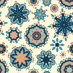 Ethnic pattern in pastel color with stylized flowers