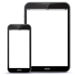 Black Smart Phone and Tablet PC Vector illustration.
