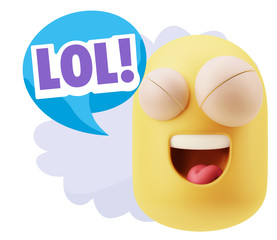 3d Illustration Laughing Character Emoji Expression saying Lol w