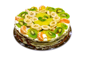 fruit cake on white background