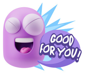 3d Rendering Smile Character Emoticon Expression saying Good For