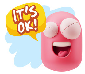 3d Illustration Laughing Character Emoji Expression saying It's